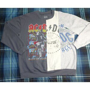 AC/DC Heavy Metal Rock Band Gray/White Sweatshirt Size X-Large